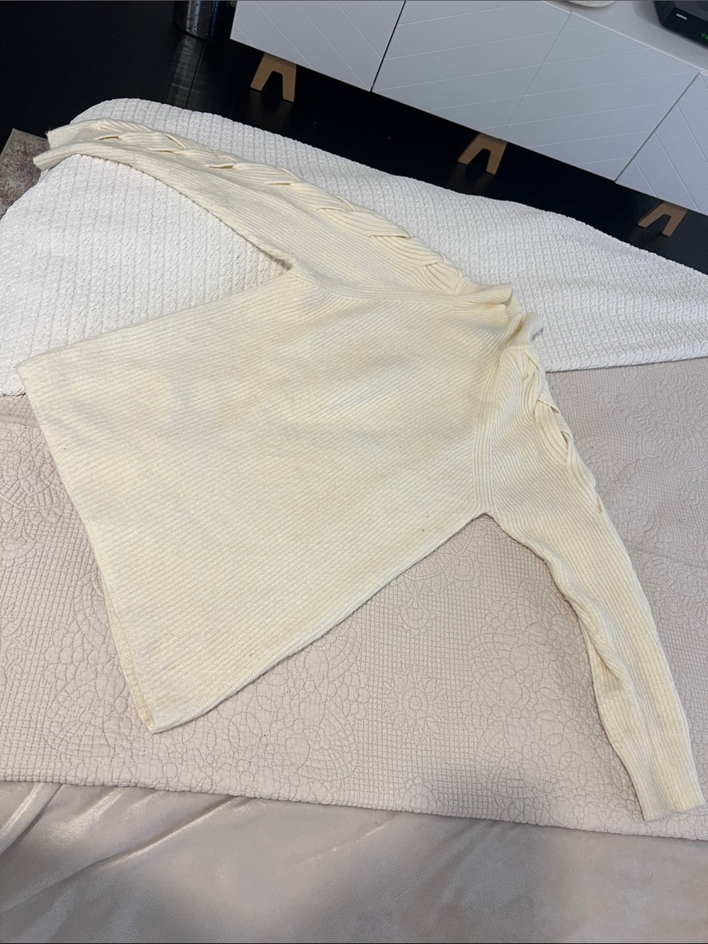Express Cream Cable-Trim Turtleneck Sweater
